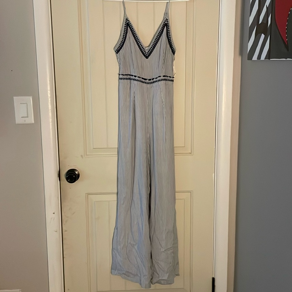Women’s blue & white striped romper